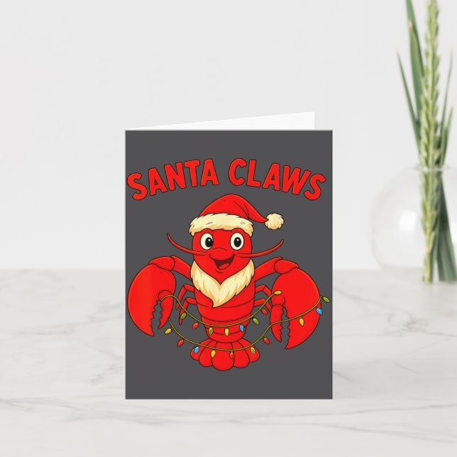 Cartão Santa Claws Lobster Christmas Lights Holiday Desig (Frente)