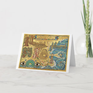 Cartão Santa Cruz Califórnia Mosaico Mapa Passarela Praia