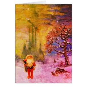 Cartão SANTA DOS GNOMOS Saudação de Natal de Inverno