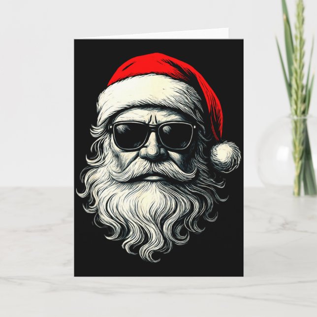 Cartão Santa Face Retro Sungles Funny Christmas Pajama Me (Frente)