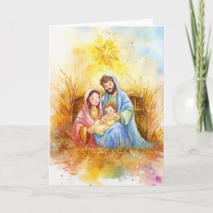Cartão Santa Família debaixo da Estrela de Natal