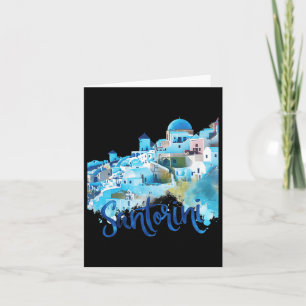 Cartão Santa Grécia Ilha Watercolor Souvenir Cena