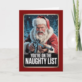 Cartão Santa Gun Naughty List Vintage Christmas Custom