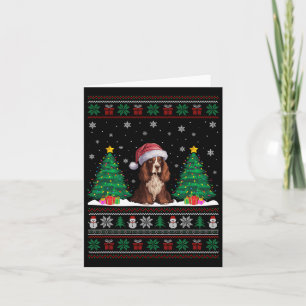 Cartão Santa Hat Boykin Spaniel Dog Xmas Tiras Luzes Feia