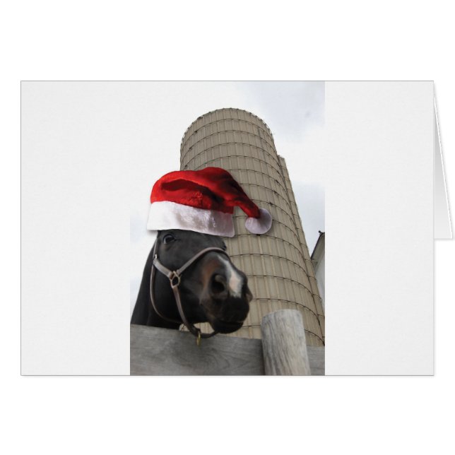 Cartão Santa Hat Horsey (Frente Horizontal)