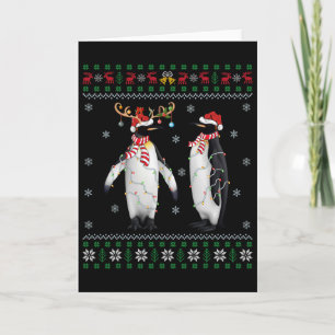 Cartão Santa Hat Penguin Bird Xmas Iluminando Pinguim Fei