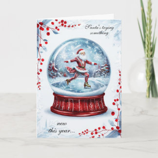 Cartão Santa Ice Skating Snow Globe Winter Greeting