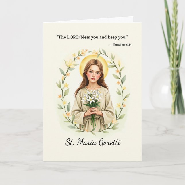 Cartão Santa Maria Goretti Paz e Bênçãos de Deus (Frente)