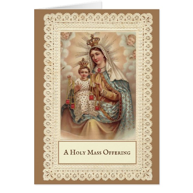 Cartão Santa missa oferecendo Monte Carmel Criança Jesus (Frente)