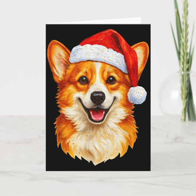 Cartão Santa Pembroke Welsh Corgi Christmas Welsh Corgi D (Frente)