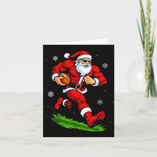 Cartão Santa Playing Football Xmas Funny Christmas Footba (Frente)