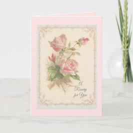 Cartão Santa Rosária com rosas rosa Oração