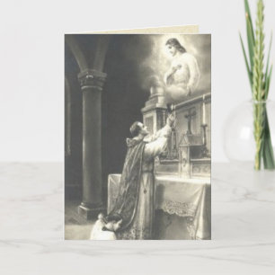 Cartão Santa Santa Católica Oferecendo Coração Sagrado Je