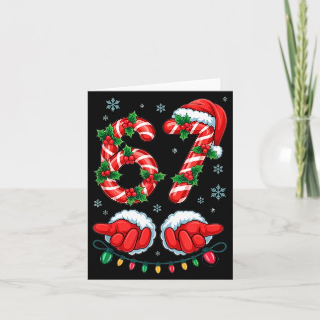 Cartão Santa Six Seven 67 Meme Christmas 67 Candy Cane Ki (Frente)