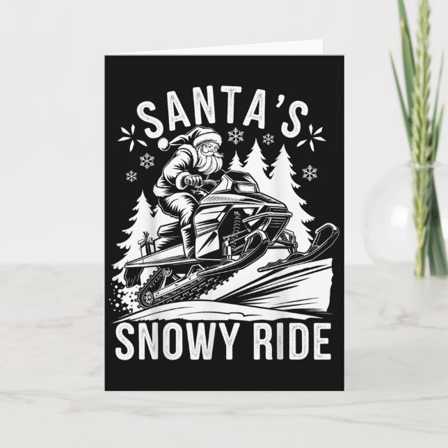 Cartão Santa Snowmobile Riding Snowmobiling Christmas  (Frente)