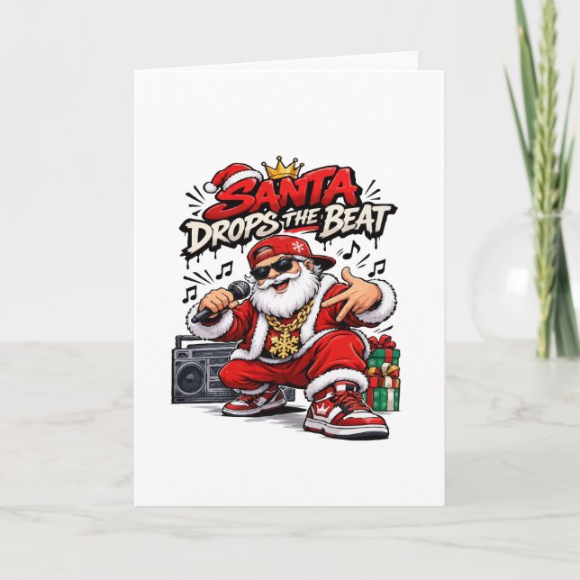 Cartão Santa Solta O Ritmo Hip Hop De Natal (Frente)