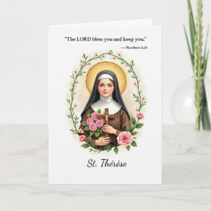 Cartão Santa Teresa de Lisieux Paz e Bênçãos de Deus
