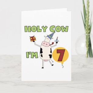 Cartão Santa vaca, tenho 7 Camisetas de aniversário e pre