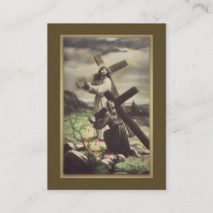 Cartão santamente da cruz do carregando de Jesus e