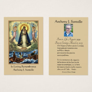 Cartão santamente da oração fúnebre espanhola 