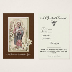 Cartão santamente da oração religiosa do buquê