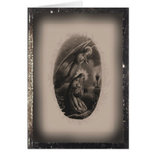 Cartão santamente vazio do vintage a agonia no