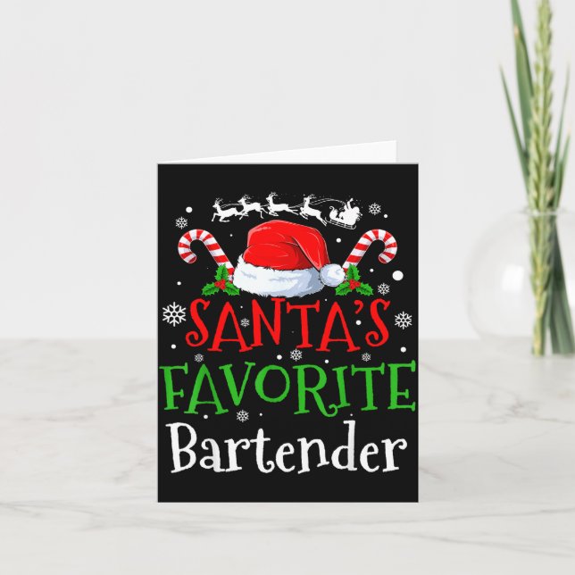 Cartão Santa's Favorite Bartender Christmas Party  (Frente)