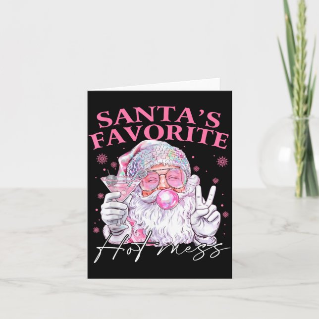 Cartão Santa's Favorite Hot Mess Funny Christmas  (Frente)