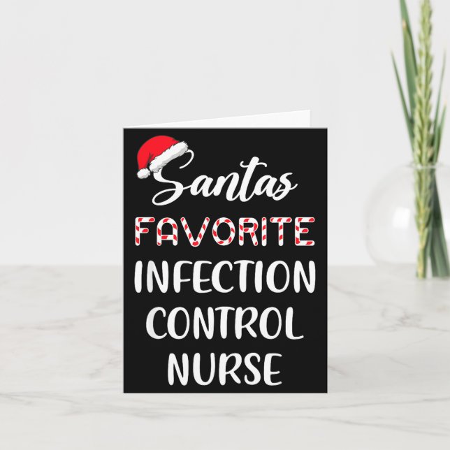 Cartão Santa's Favorite Infection Control Nurse Christmas (Frente)