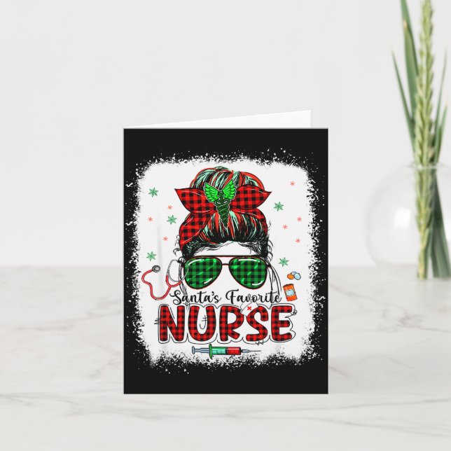 Cartão Santas Favorite Nurse Christmas Santa Hat Light Me (Frente)