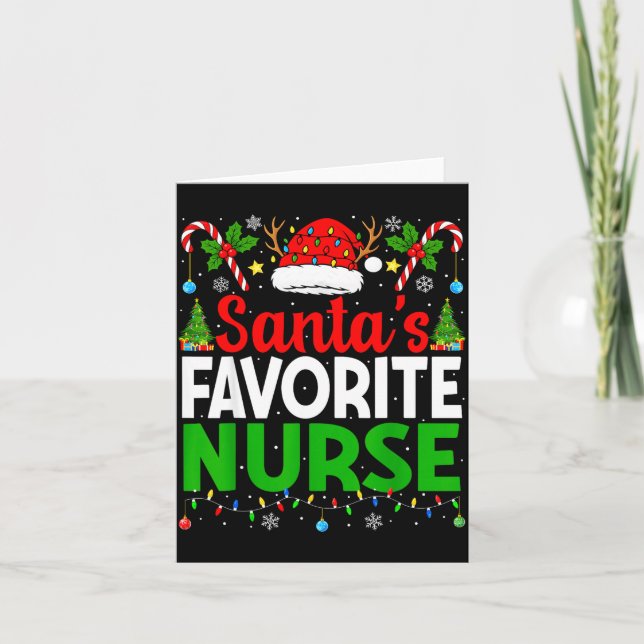 Cartão Santas Favorite Nurse Rn Christmas Nursing Christm (Frente)