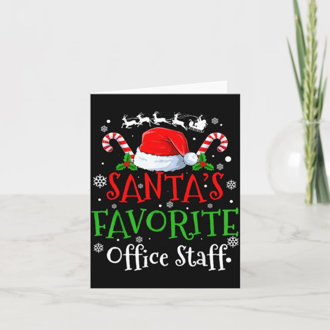 Cartão Santa's Favorite Office Staff Christmas Party  (Frente)