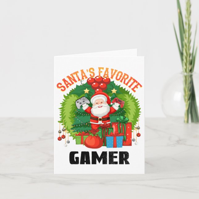Cartão Santas Gamer Favorito, Jogando Neste Natal (Frente)