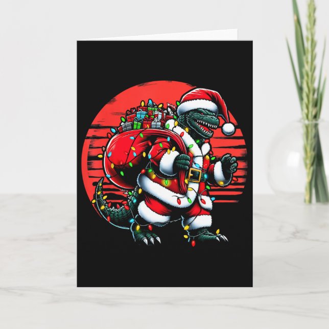 Cartão Santazilla Christmas Shirt Japanese Monster Kaiju  (Frente)