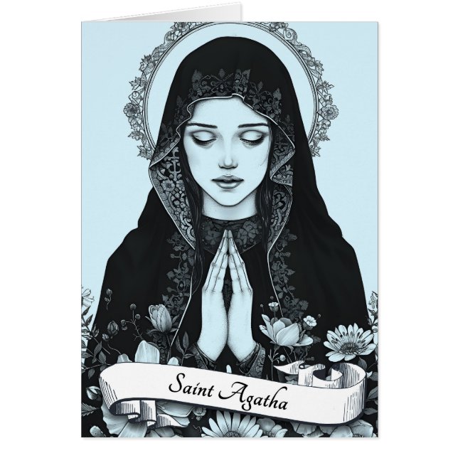 Cartão Santo Agatha do Patrão da Sicília nas Enfermeiras (Frente)