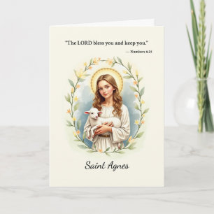 Cartão Santo Agnes a paz de Deus com a serigrafia
