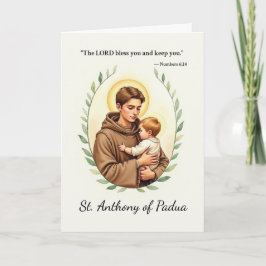 Cartão Santo António de Pádua Paz e Bênçãos de Deus