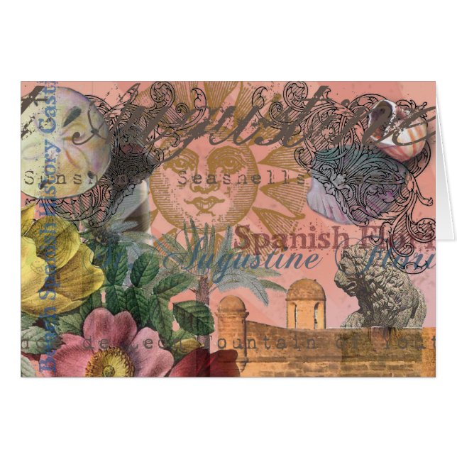 Cartão santo augustine florida viagem antiquada arte (Frente Horizontal)