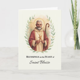 Cartão Santo Blaise Banquete Day Beneficia Watercolor Wre