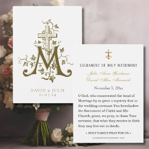 Cartão Santo Católico de Casamento Cruz Mariana Do