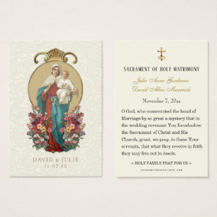 Cartão Santo Católico de Casamento da Virgem Maria