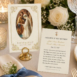 Cartão Santo Católico de Casamento Simples e Elega