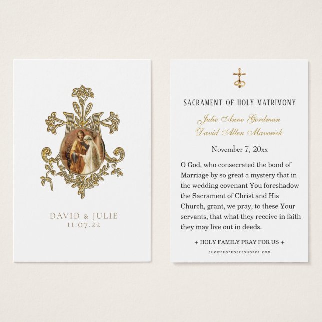 Cartão Santo Católico de Casamento Tradicional (Frente & Verso)