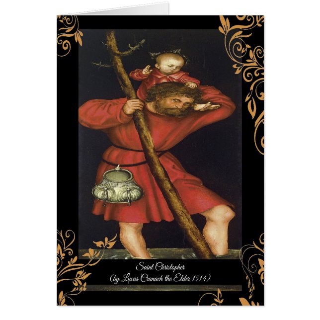 Cartão Santo Christopher com o Cristo Criança (Frente)