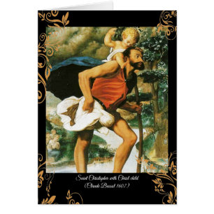 Cartão Santo Christopher com o Cristo Criança