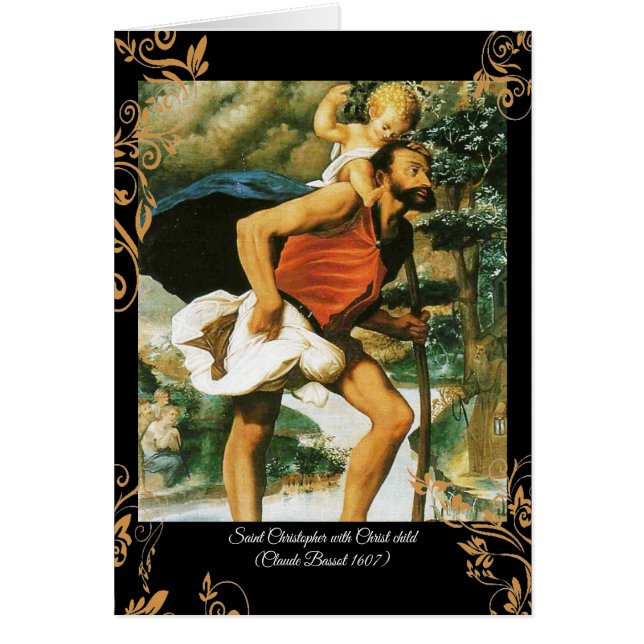 Cartão Santo Christopher com o Cristo Criança (Frente)