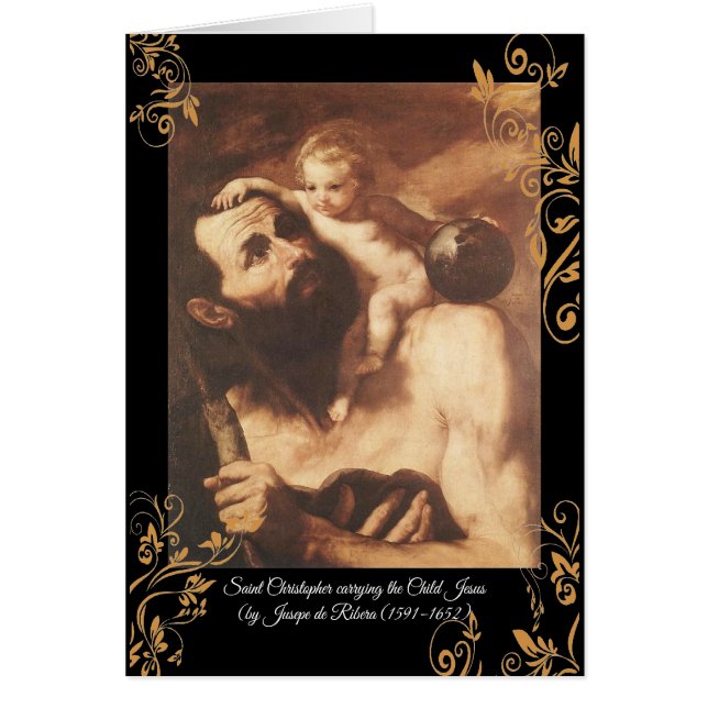 Cartão Santo Christopher com o Cristo infantil (Frente)