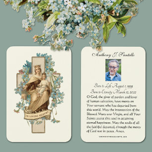 Cartão Santo de Oração Memorial Fúnebre de Maria e