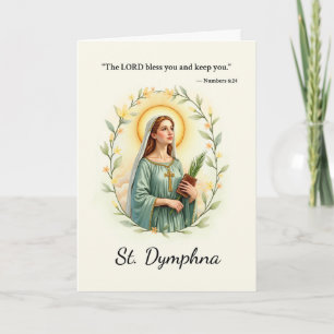 Cartão Santo Dinfana Deus Bênçãos Floral Wreath
