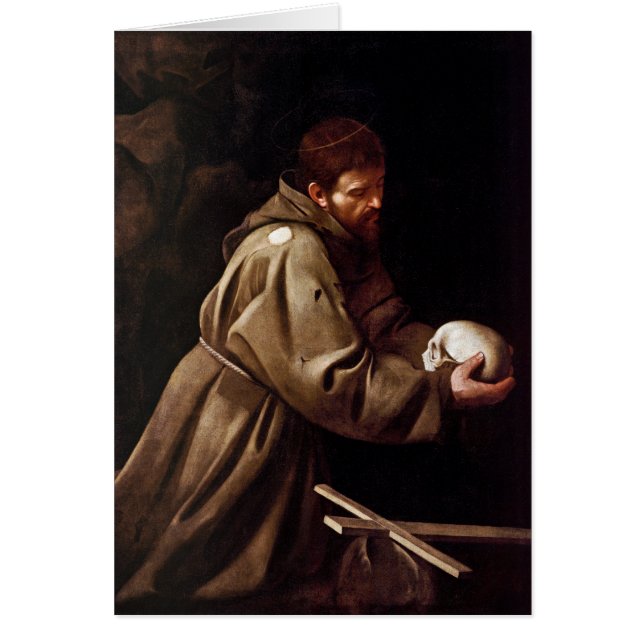 Cartão Santo Francis na oração - Caravaggio (Frente)